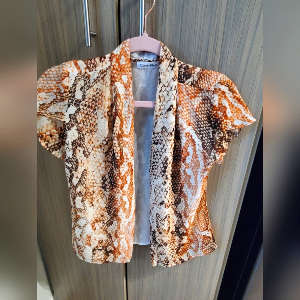 Calvin Klein Orange and Brown Snake Print Vest